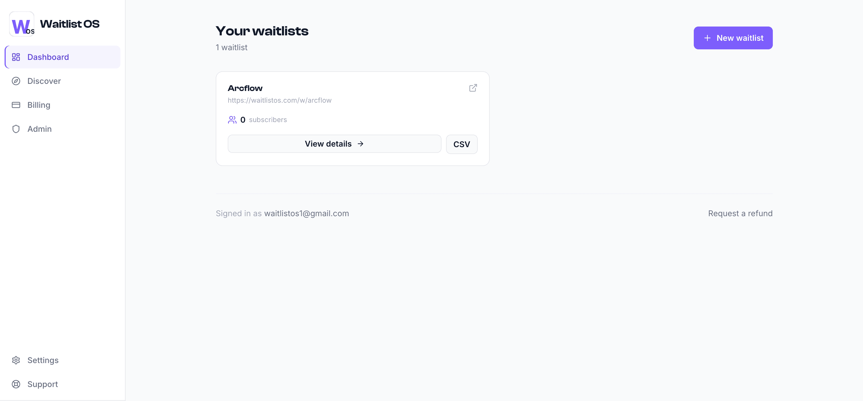 Waitlist OS dashboard preview
